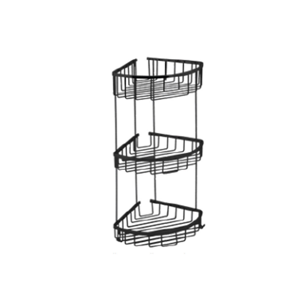 ETAGERE TRIPLE EN INOX 18x18 NOIR MAT