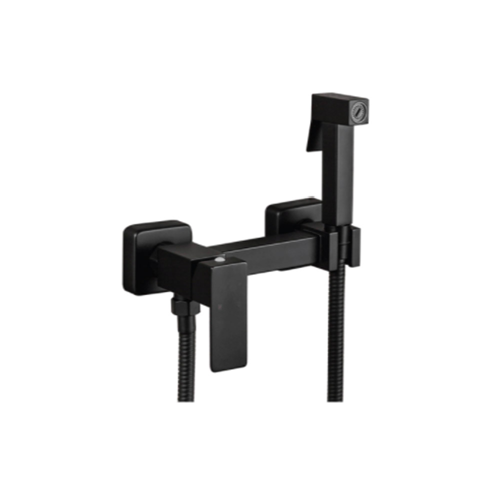 GARNITURE WC+MITIGEUR APPARENT CARRE NOIR MAT