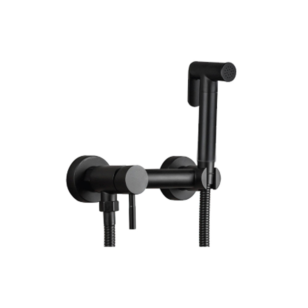 GARNITURE WC+MITIGEUR APPARENT ROND NOIR MAT