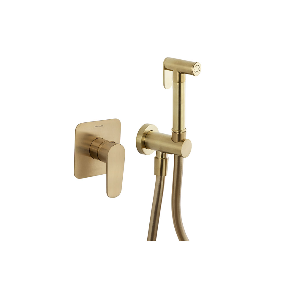 GARNITURE WC ENCASTRE CARREE OR BROSSE