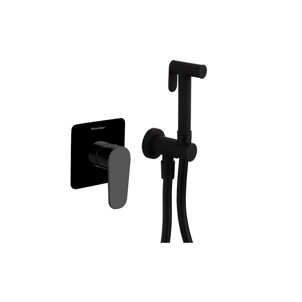 GARNITURE WC ENCASTRE CARREE NOIR MAT