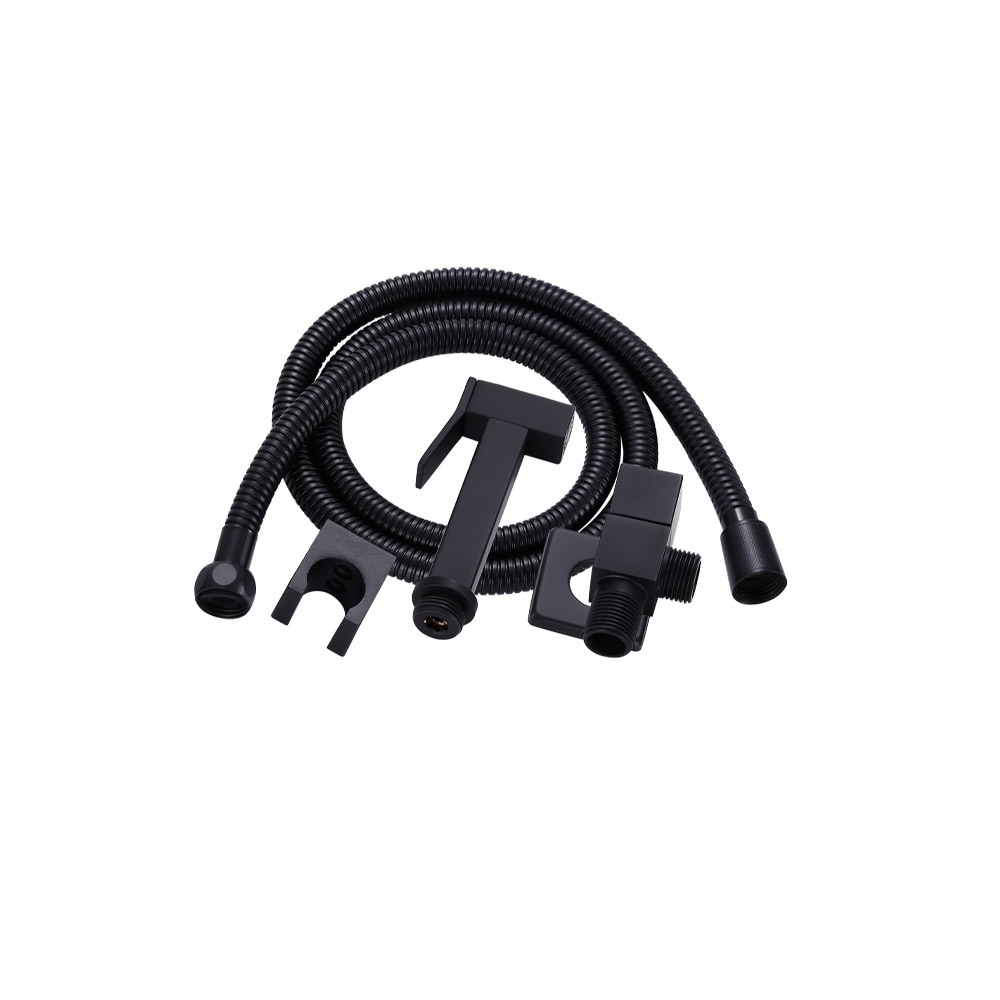 GARNITURE WC+ROBINET CARRE NOIR MAT