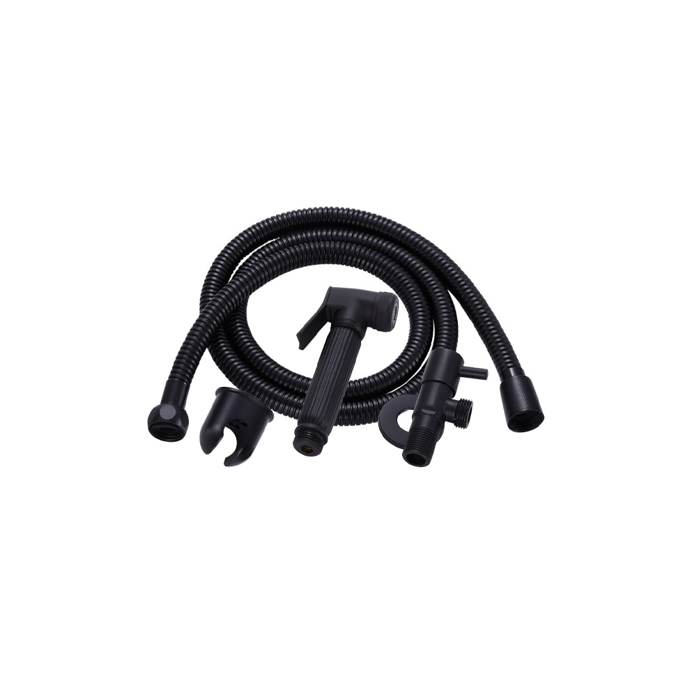 GARNITURE WC+ROBINET ROND NOIR MAT