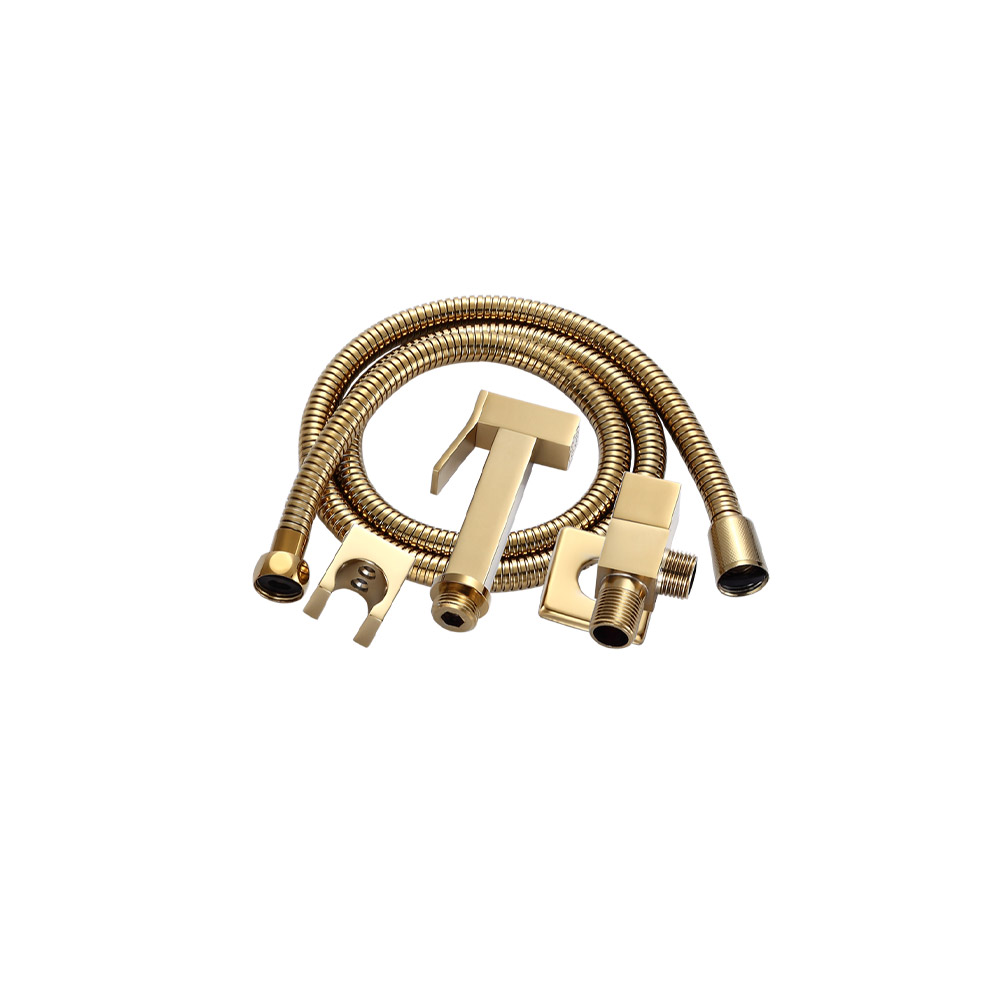 GARNITURE WC+ROBINET CARRE OR BROSSE