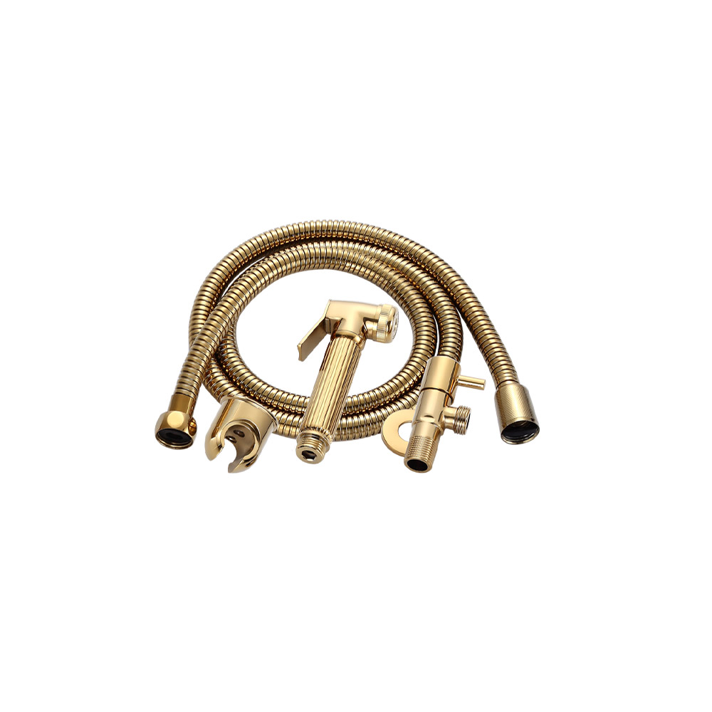 GARNITURE WC+ROBINET ROND OR BROSSE