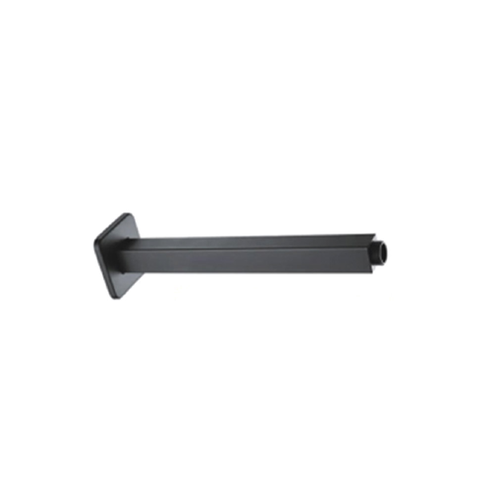 BRAS DOUCHE PLAFONIE CARRE NOIR MAT 25cm