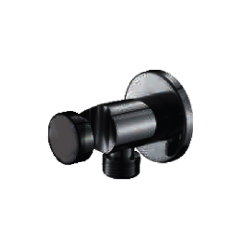 COUDE SORTIE D'EAU AVEC SUPPORT ROND NOIR MAT