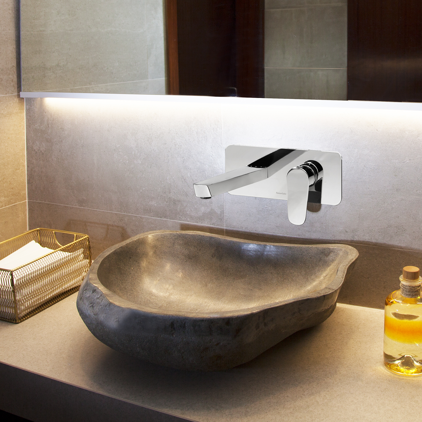 MITIGEUR LAVABO MURAL A ENCASTRE