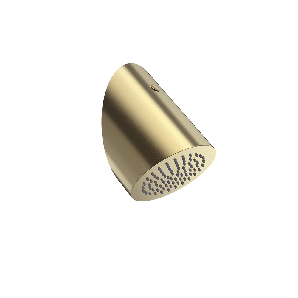 DOUCHE DE TETE MURAL CYLINDRIQUE OR BROSSE