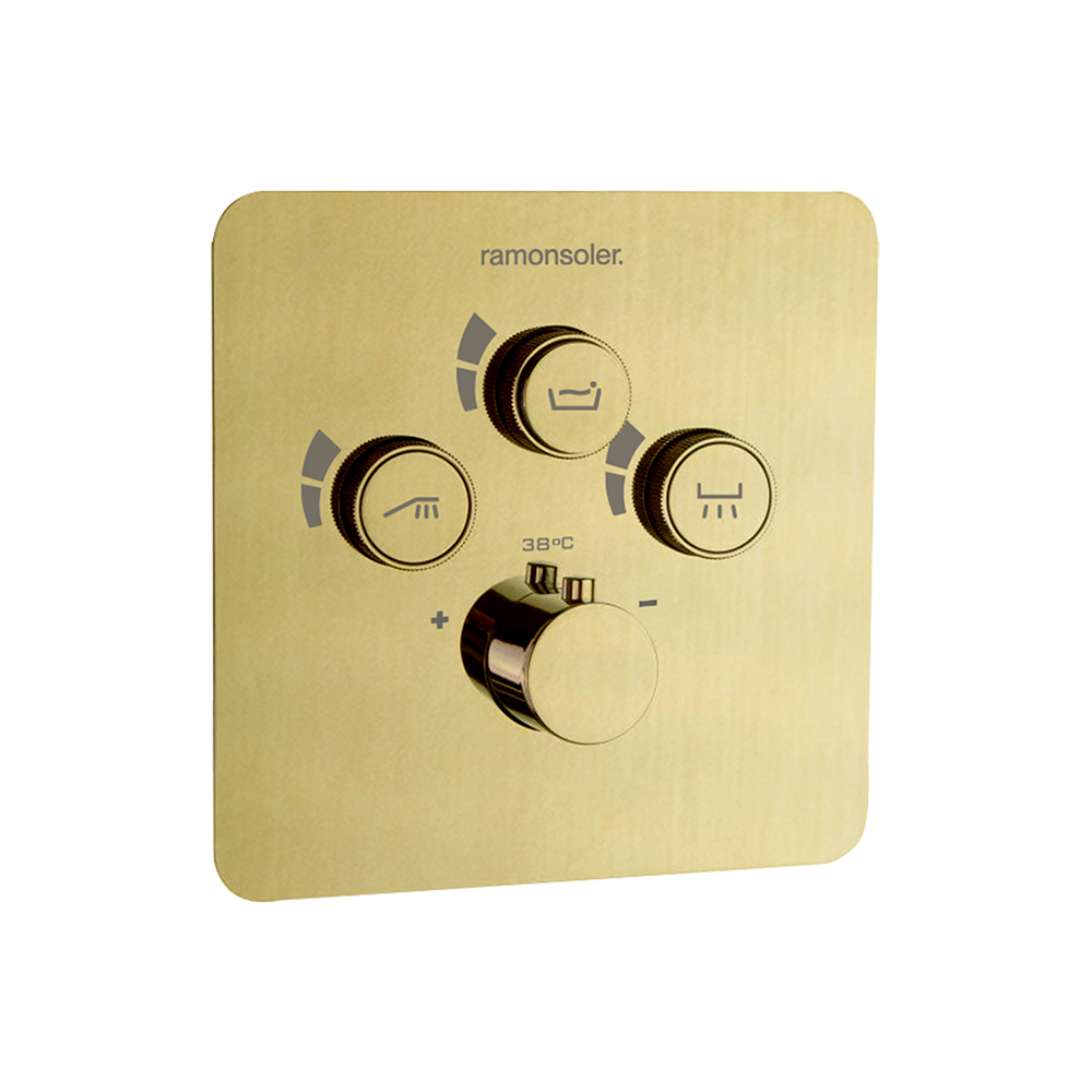 MITIGEUR RS SMART THERMOSTATIQUE A ENCASTRER 3 VOIES OR BROSSE
