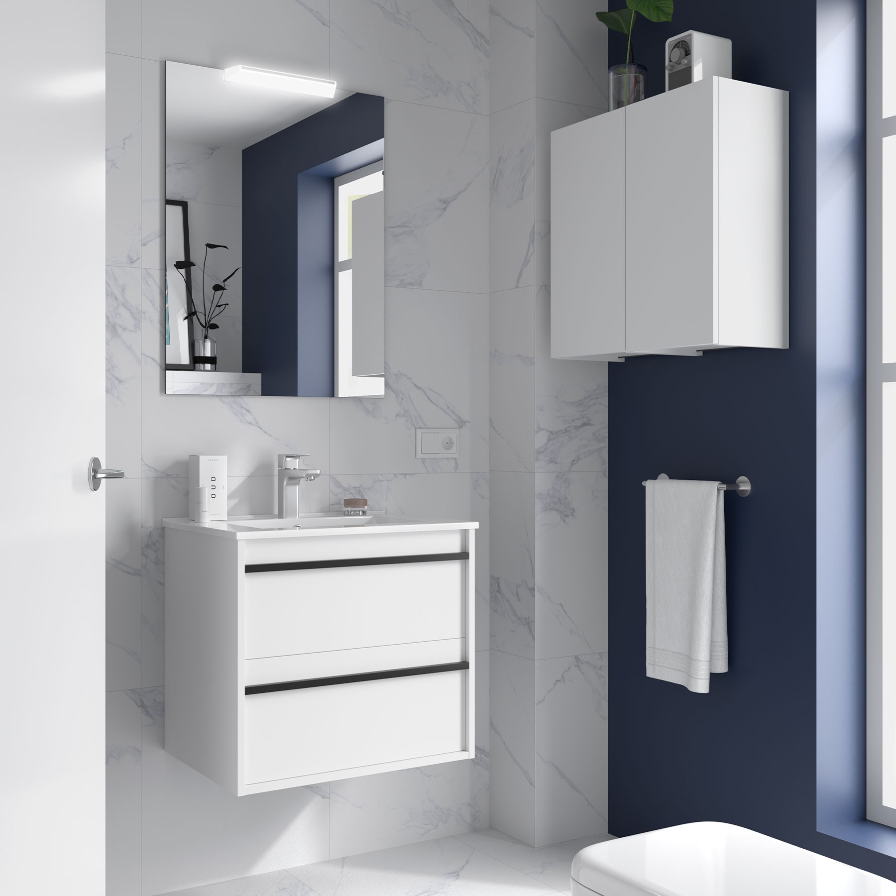  MEUBLE SDB SALGAR ATTIL 2 TROIRS BLANC SATIN