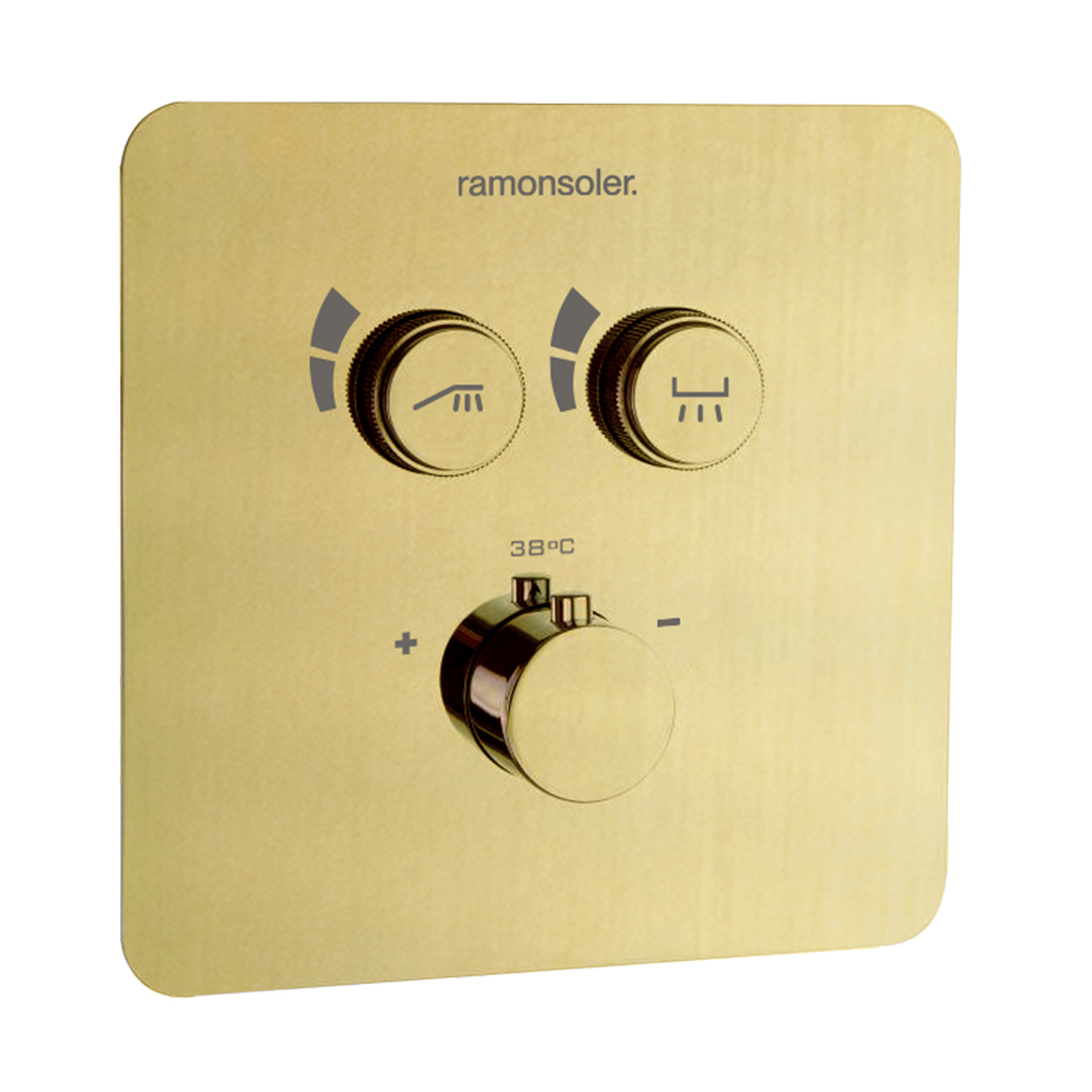 MITIGEUR RS SMART THERMOSTATIQUE A ENCASTRER 2 VOIES OR BROSSE